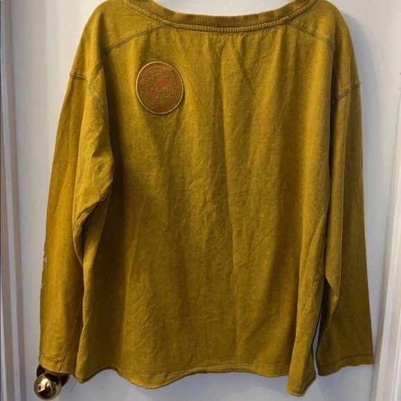 We The Free Ivy Long Sleeve Mustard Knit Pullover with Patches and Embroidery - Picture 7 of 9